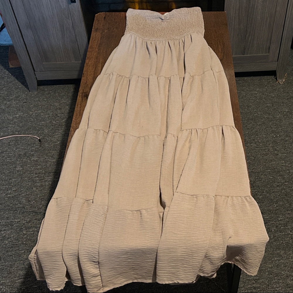 Strapless Cream Maxi Dress (floor length)